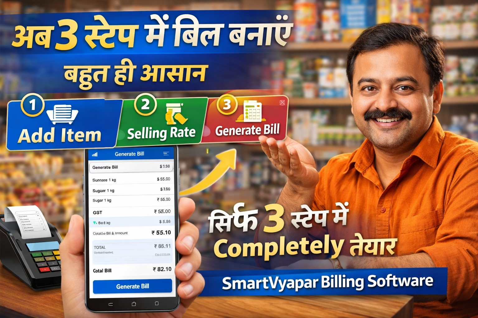 ⚡ सिर्फ 3 स्टेप में बिल तैयार – SmartVyapar Billing Software से बनाएं आसान बिलिंग